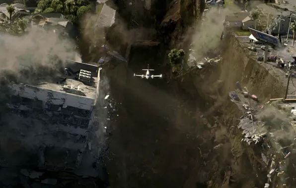 Картинка город, самолет, разрушения, катастрофа, 2012