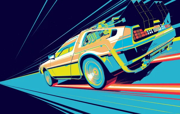 Картинка Авто, Рисунок, Машина, DeLorean DMC-12, Фильм, DeLorean, DMC-12, Фантастика