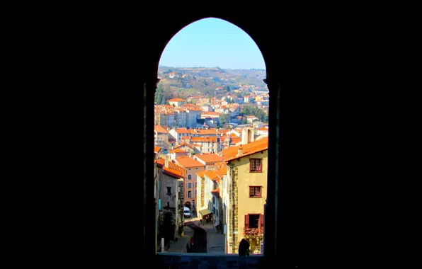 Франция, France, крыши домов, Le Puy en Velay, городская улица
