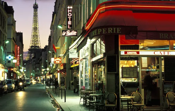 Картинка Париж, вечер, франция, france, улочка, paris wallpapers