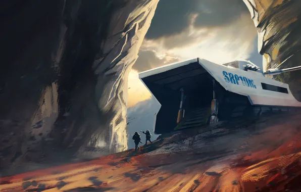 Скалы, транспорт, прибытие, высадка, Planet landing