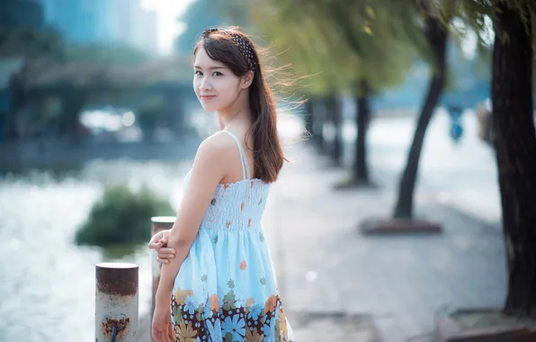 Девушка, поза, азиатка