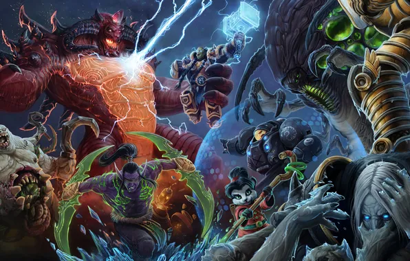Картинка starcraft, Warcraft, diablo, Thrall, Heroes of the Storm, illidan stormrage, Stitches, Li Li