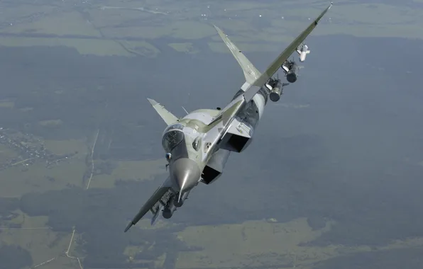 Картинка полет, истребитель, местность, вираж, ВВС России, многофункциональный, МиГ-29СМТ, MiG-29SМТ