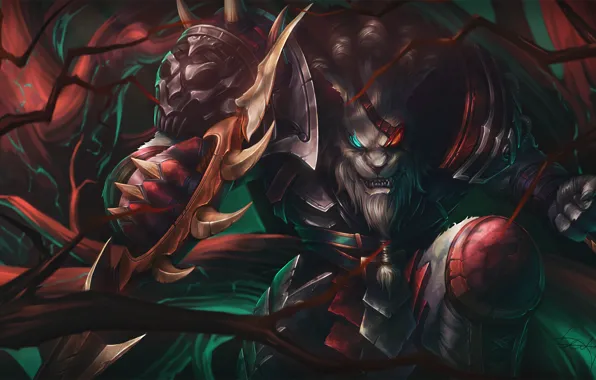Доспехи, Волк, Fantasy, Арт, Art, Фантастика, Game, League of Legends