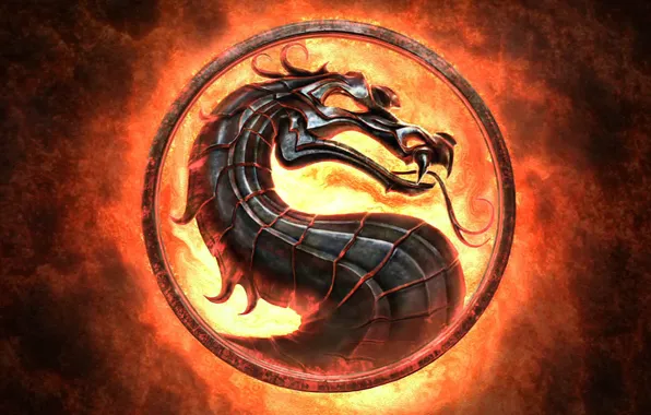 Картинка язык, огонь, пламя, знак, дракон, эмблема, Mortal Kombat, Смертельная битва