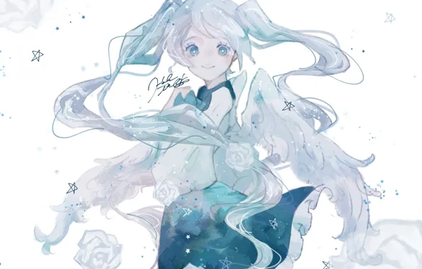 Девушка, Hatsune Miku, Vocaloid, звездочки
