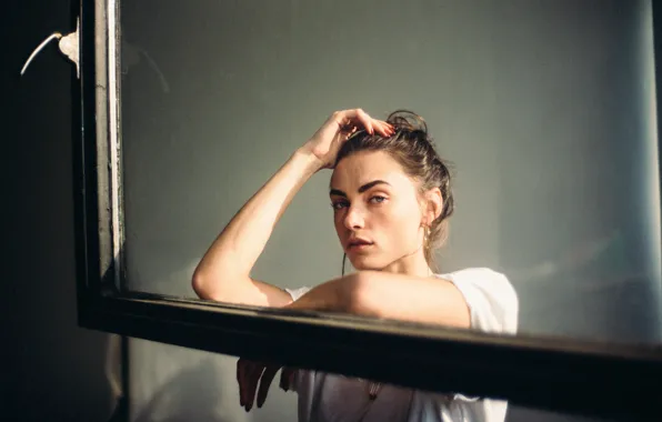 Взгляд, модель, в белом, фотосессия, André Josselin, Charleen Weiss