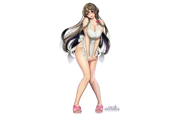 Girl, sexy, cleavage, long hair, boobs, anime, blue eyes, beautiful