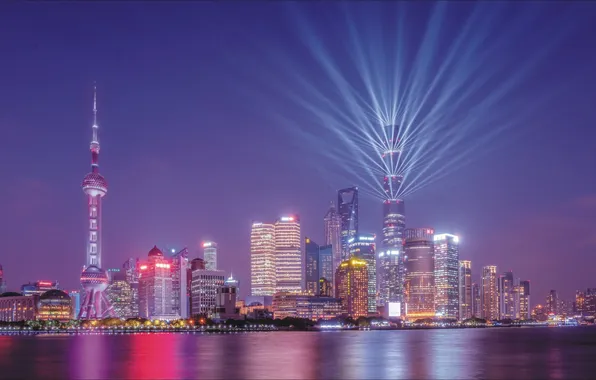 Ночь, city, город, красота, Азия, Shanghai, Шанхай, night