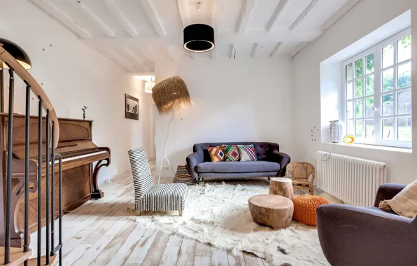 Картинка дизайн, интерьер, рояль, гостиная, Home in Paris