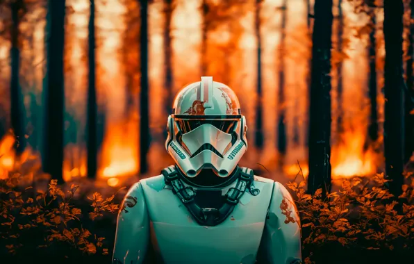 Лес, огонь, пожар в лесу, starwars