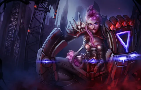 Город, cyberpunk, League of Legends