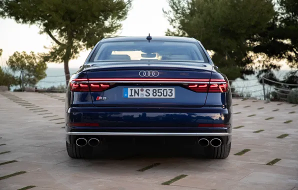 Картинка синий, Audi, седан, Audi A8, корма, Audi S8, 2020, 2019