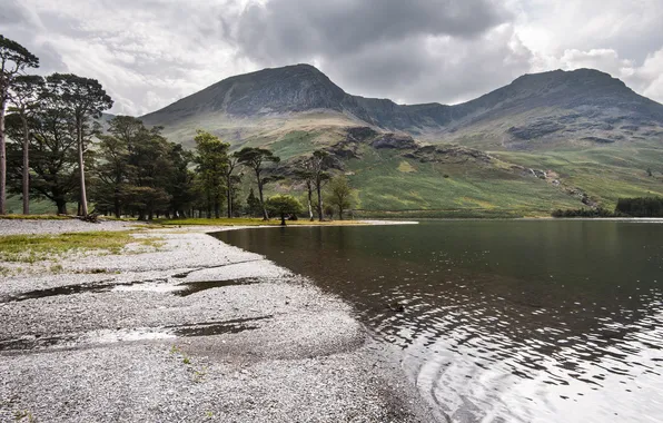 Небо, вода, деревья, горы, река