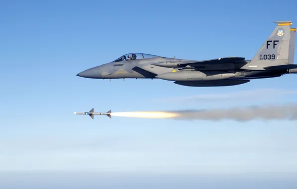 Ракета, Eagle, пуск, ВВС США, McDonnell Douglas, F-15C, УР AIM-120 AMRAAM