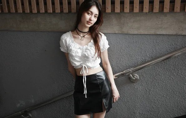 Картинка woman, beautiful, model, sweet, brunette, asian, adorable, miniskirt