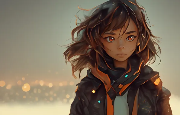 Картинка bokeh, children, dirty, looking at viewer, AI art, illustration