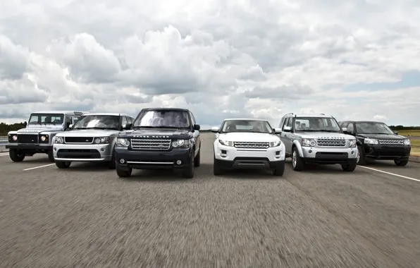 Небо, асфальт, Range Rover, аэродром, land rover, Range Rover Sport, Discovery, mixed