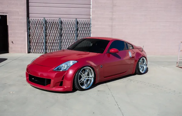 Nissan, red, wheels, 350, hrom