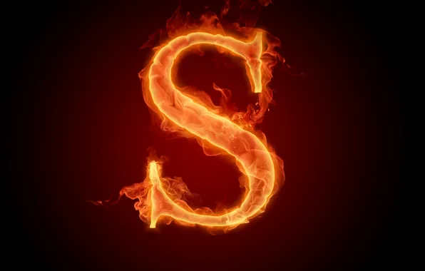 Картинка огонь, пламя, обои, буква, алфавит, литера