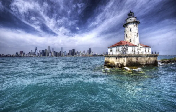 USA, Chicago, Illinois, Harbor Lighthouse
