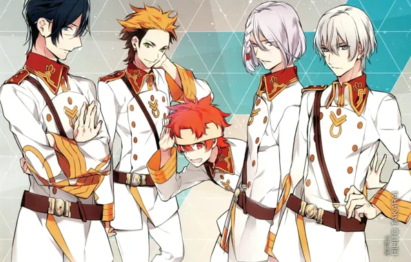 Белый фон, форма, art, погоны, ремни, kakumeiki valvrave, a-drei, q-vier