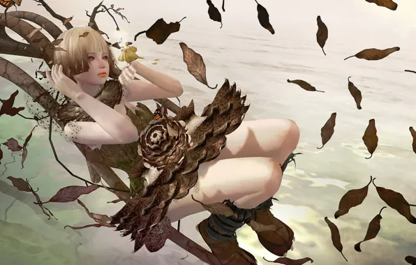 Девушка, рендеринг, фон