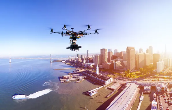 City, technology, drone, sensors