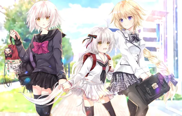 Девушки, школьная форма, Fate / Grand Order, Судьба великая кампания