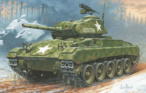 Картинка легкий, танк, американский, Чаффи, M24 Chaffee