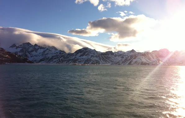 Море, снег, рассвет, антарктика