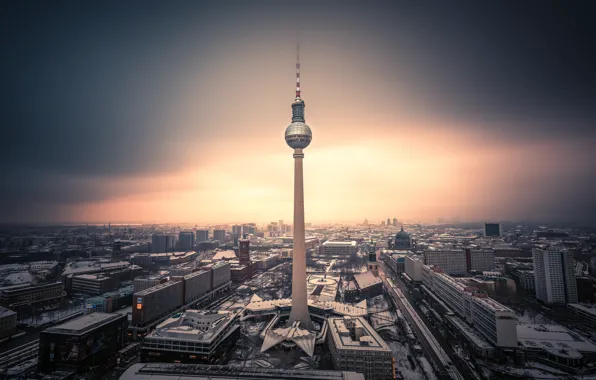 Tower, Germany, winter, Berlin, Fernsehturm