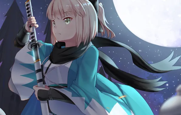 Девушка, меч, арт, Fate / Grand Order, Fate / Extra