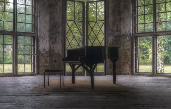 Картинка комната, стул, пианино
