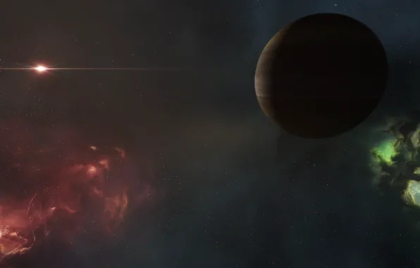 Space, nebula, stars, planet