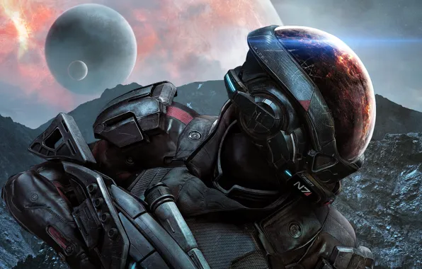 Картинка Горы, Планета, Космос, Земля, BioWare, Mass Effect, Electronic Arts, Mass Effect: Andromeda