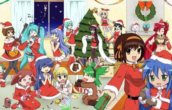 Hatsune miku, hirasawa yui, hanyuu, yoko littner, boota, chiyo chichi, koiwai yotsuba, sanzen'in nagi