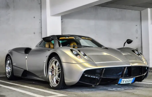 Car, silver, supercar, Huayra