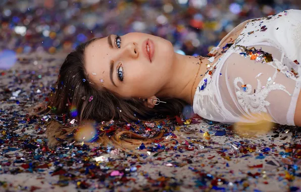 Картинка взгляд, модель, блестки, sexy, красивая девушка, model, beauty, очарование