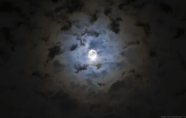 Картинка небо, облака, ночь, луна