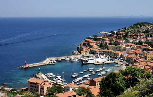 Дома, Море, Панорама, Набережная, Италия, Italy, Тоскана, Italia