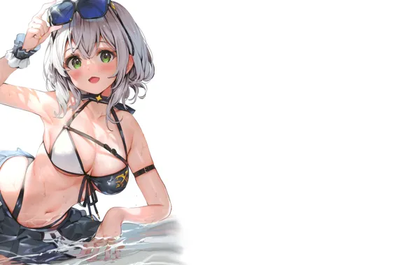 Kawaii, girl, sexy, wet, boobs, anime, water, short hair