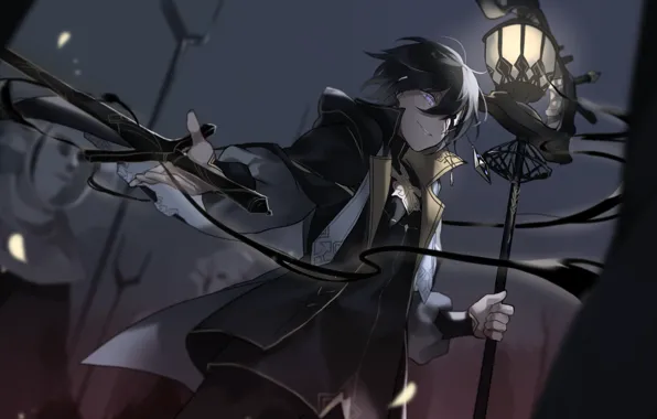 Аниме, арт, маг, парень, Pixiv Fantasia