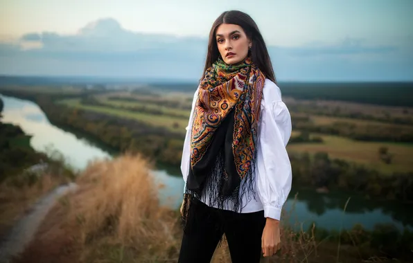 Девушка, милая, модель, брюнетка, Обои, красивая, Штаны, Sexy
