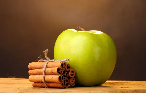 Картинка фон, обои, apple, яблоко, еда, wallpaper, зеленое, корица