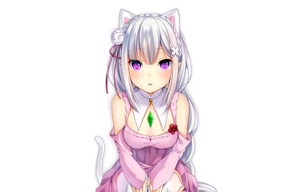 Silver, girl, sexy, cleavage, long hair, dress, boobs, anime