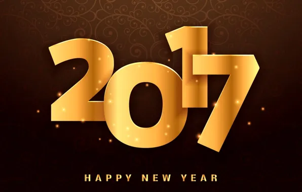 Новый Год, golden, new year, happy, decoration, 2017, holiday celebration