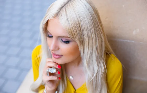 Лето, девушка, лицо, волосы, макияж, блондинка