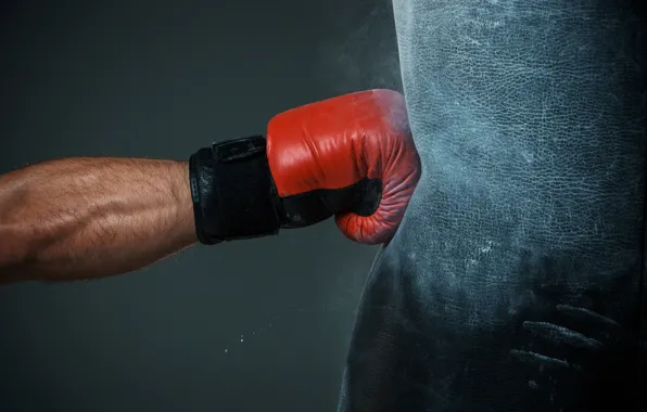 Impact, arm, boxing glove, hit